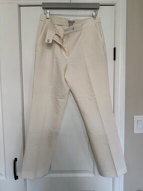 H&M Cream Straight-Leg Dress Pants